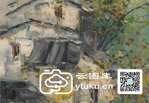 中国江南水乡油画-0073