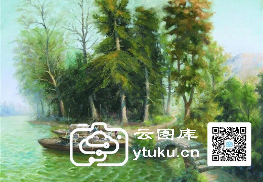 中国江南水乡油画-0080
