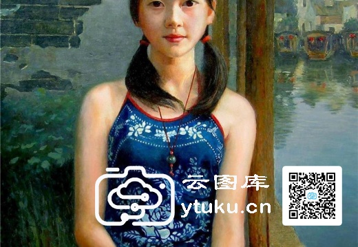 中国江南水乡油画-0079