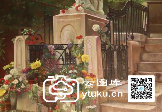 Oil painting of Chopin's tomb