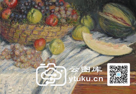 有蜜瓜的静物画