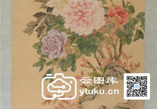 设色牡丹草虫图轴