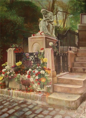 Oil painting of Chopin's tomb