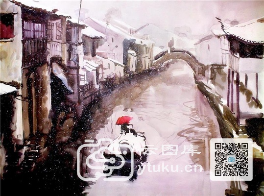 中国江南水乡油画-0045