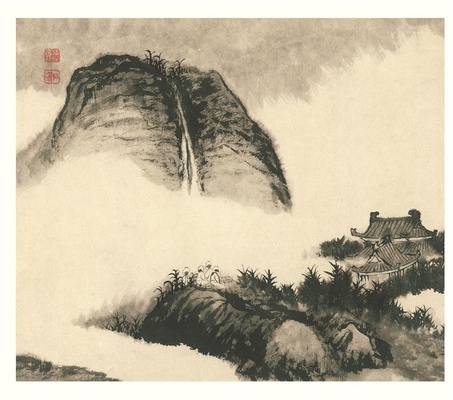 设色山水册(纸本)-1