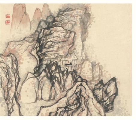 设色山水册(纸本)-7
