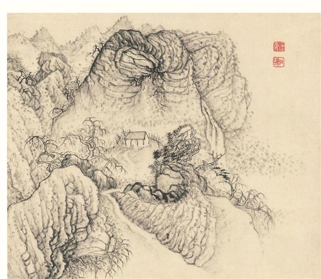设色山水册(纸本)-10