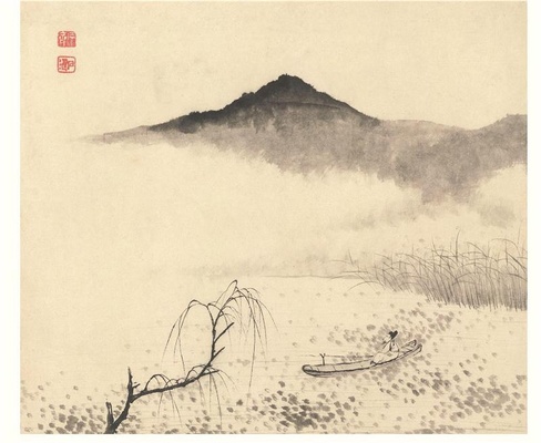 设色山水册(纸本)-8