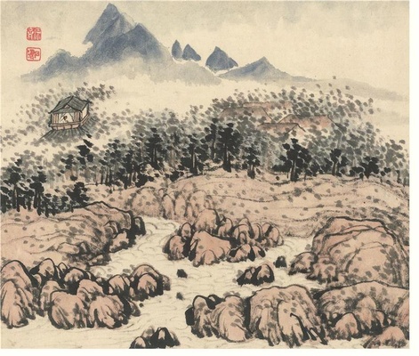 设色山水册(纸本)-12